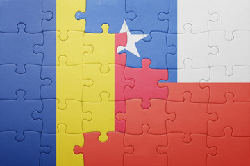 puzzle with the national flag of chile and romania