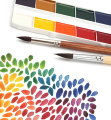 paint brush and color painted background