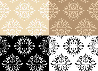 Wallpaper Ornament. Decorative seamless floral pattern in different color combinations.
