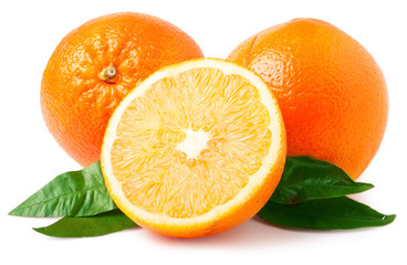 Two oranges isolated on white