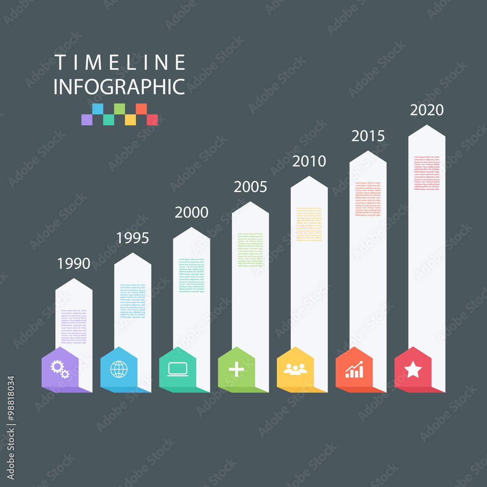 Poster Timeline infographic design template.Vector illustration for workflow layout, diagram, number options, web design.