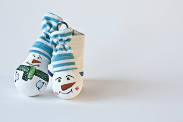Fototapeta na wymiar Snowman - Handmade Christmas Souvenir