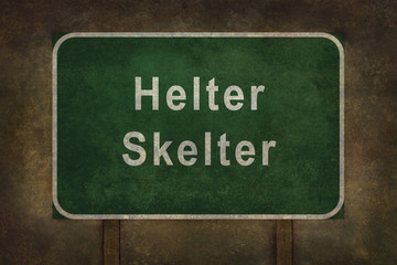 Helter Skelter roadside sign illustration