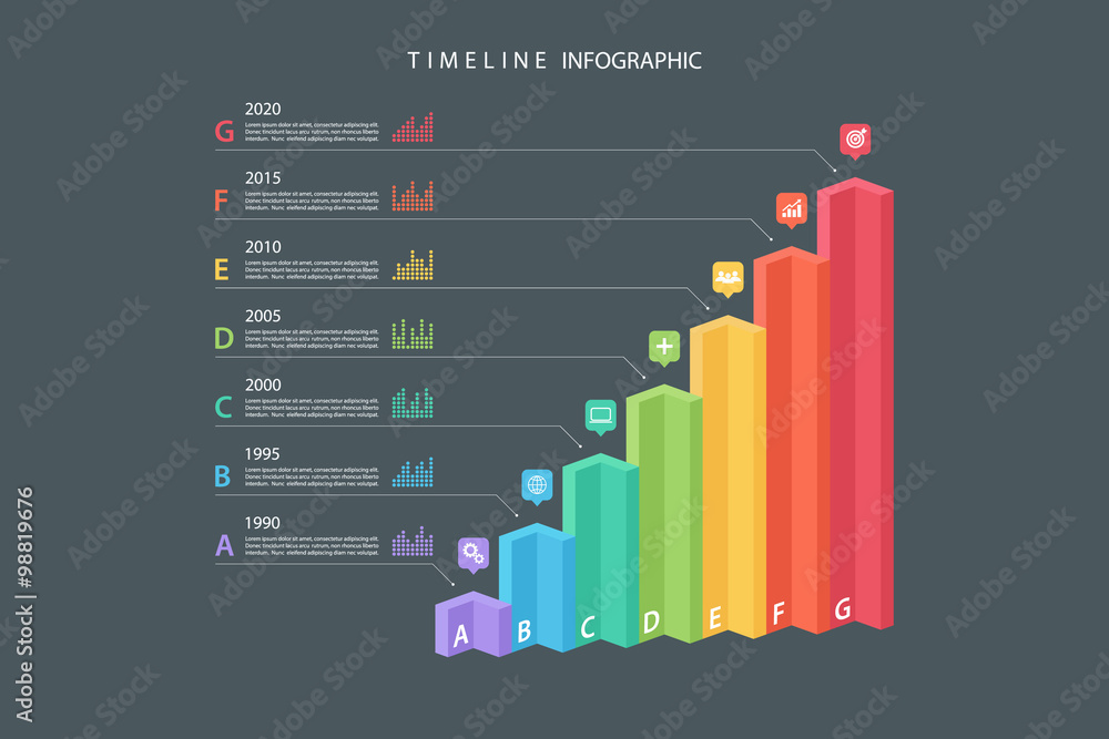 Poster isometric timeline infographic design template.vector illustration for workflow layout, diagram, num