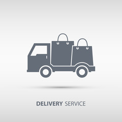 Delivery service concept. Delivery vector truck. Vector illustration.