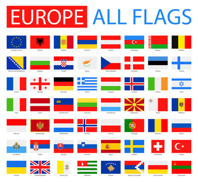 Flags of Europe - Full Vector Collection. Vector Set of Flat European Flags.