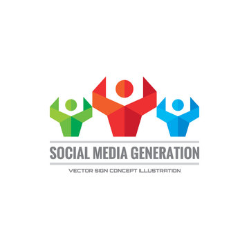 Social media generation - vector logo concept illustration. Human character logo. People logo. Abstract people logo. Vector logo template. Design element.