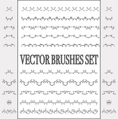 Vector set of seamless ornate and floral brushes. Borders can be used for frames, patterns and wreaths. Elegant lace lines. Decorative elements for design and scrapboocking. 