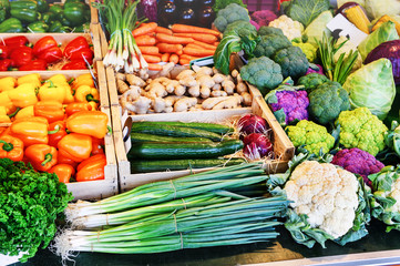 Fresh organic vegetables at local farmers market - 98822020