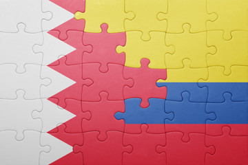 puzzle with the national flag of colombia and bahrain