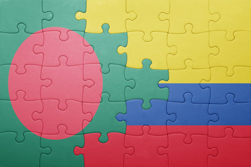puzzle with the national flag of colombia and bangladesh