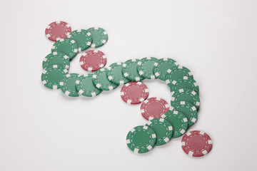 casino chips and dollar
