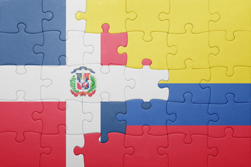 puzzle with the national flag of colombia and dominican republic