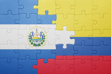 puzzle with the national flag of colombia and el salvador