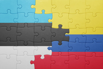 puzzle with the national flag of colombia and estonia