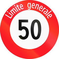 Road sign used in Switzerland - maximum speed limit, the word means generally in Italian