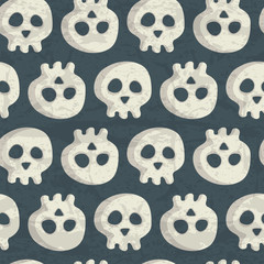 Halloween seamless pattern with spooky monsters, ghosts and skulls