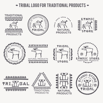 Set of 12 tribal badges