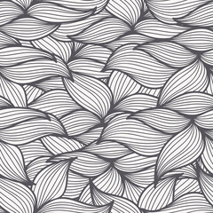 Seamless pattern with stylized leaves and eyes