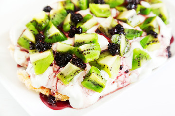 Pavlova with kiwi and berries