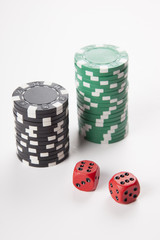 dice and casino chips
