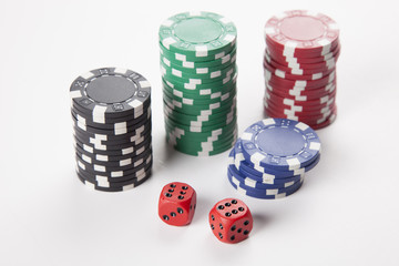 dice and casino chips
