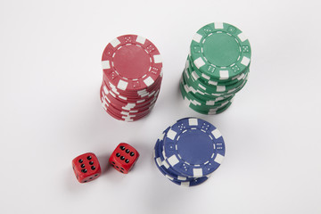 dice and casino chips
