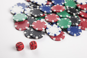 dice and casino chips
