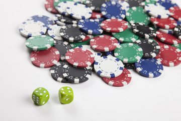 dice and casino chips

