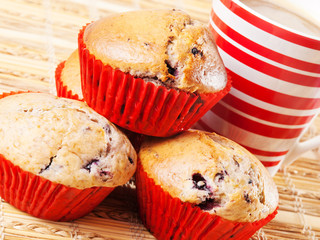 Berry muffins with coffee