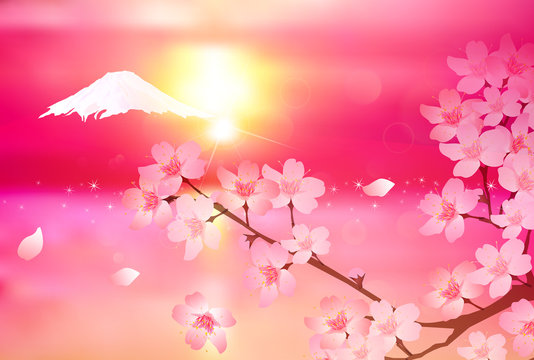 富士山　桜　春　背景