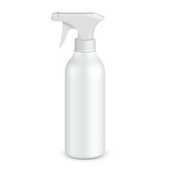 Spray Pistol Cleaner Plastic Bottle White. Illustration Isolated On White Background. Ready For Your Design. Product Packing. Vector EPS10EPS10