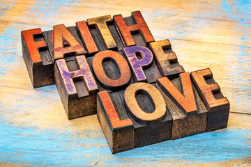 faith, hope and love typography