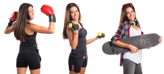 Fototapeta premium Sport woman doing weightlifting