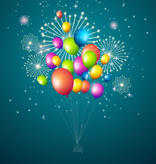 balloons party color full on blue background