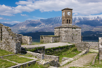 View of the Gjirokaster Castle in Albania