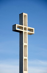 Mount Soledad Cross filled with light from low sun