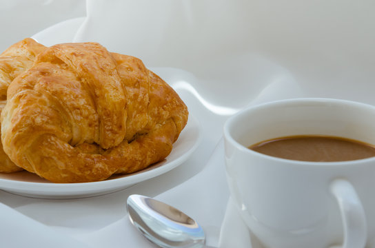 Croissant and Coffee for Breakfast.