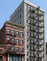 Fototapeta premium Manhattan, older buildings with external steel fire escape
