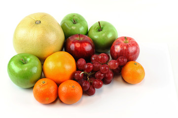 different fruits on the white background