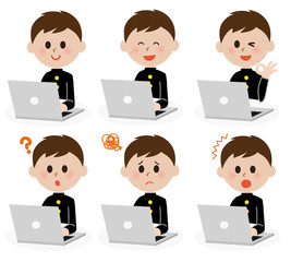 パソコン　男性　生徒　バリエーション
