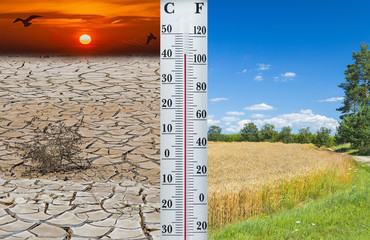 Changing of global climate. Conceptual composite image