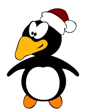 Cute cartoon penguin with santa hat