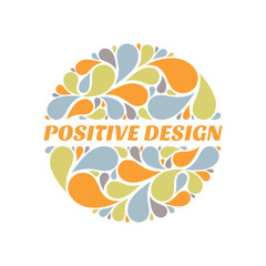 Positive design - abstract composition from colored petals in circle shape. Abstract background with place for text. Invitation template. Decorative vector pattern. Design elements.