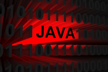 Fototapeta premium java are represented as binary code in the neon light