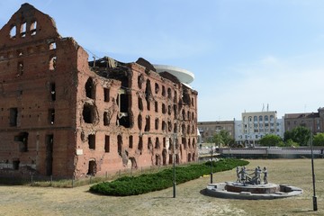 The memorial was the battle of Stalingrad during the Second world war of 1941-1945. Ruined mill.