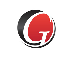 G Circle Initial Letter Logo. black ann red.