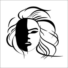 Abstract imitation of Japanese mask black and white