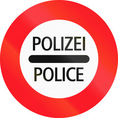 Road sign used in Switzerland - Police checkpoint, Polizei means Police in German