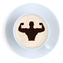 Kaffee in Tasse Muskeln fit Energie Kraft Power stark Stärke Ar